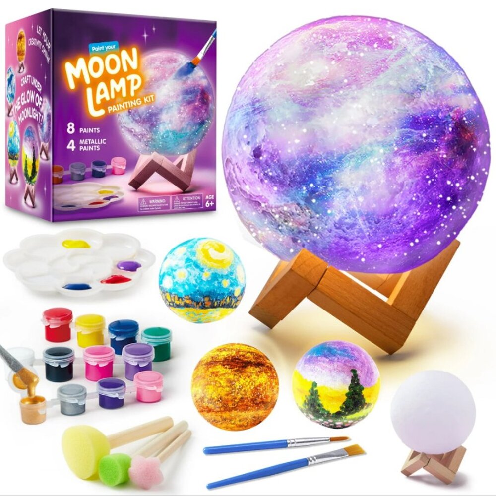Moon Lamp Night Light Kit Paint it Yourself Craft Kits Activity Project Decor ST